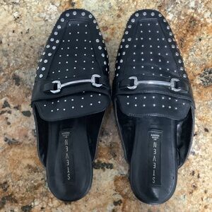STEVEN by Steve Madden Black and Silver Royce Mules Size 7.5
